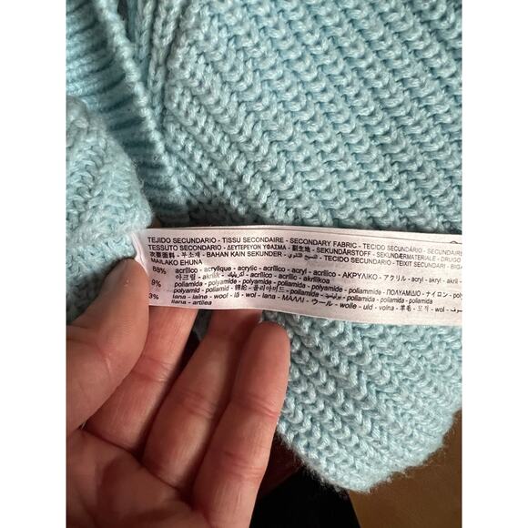 Zara Blue Ribbed Zip Up Sweater - Picture 5 of 6